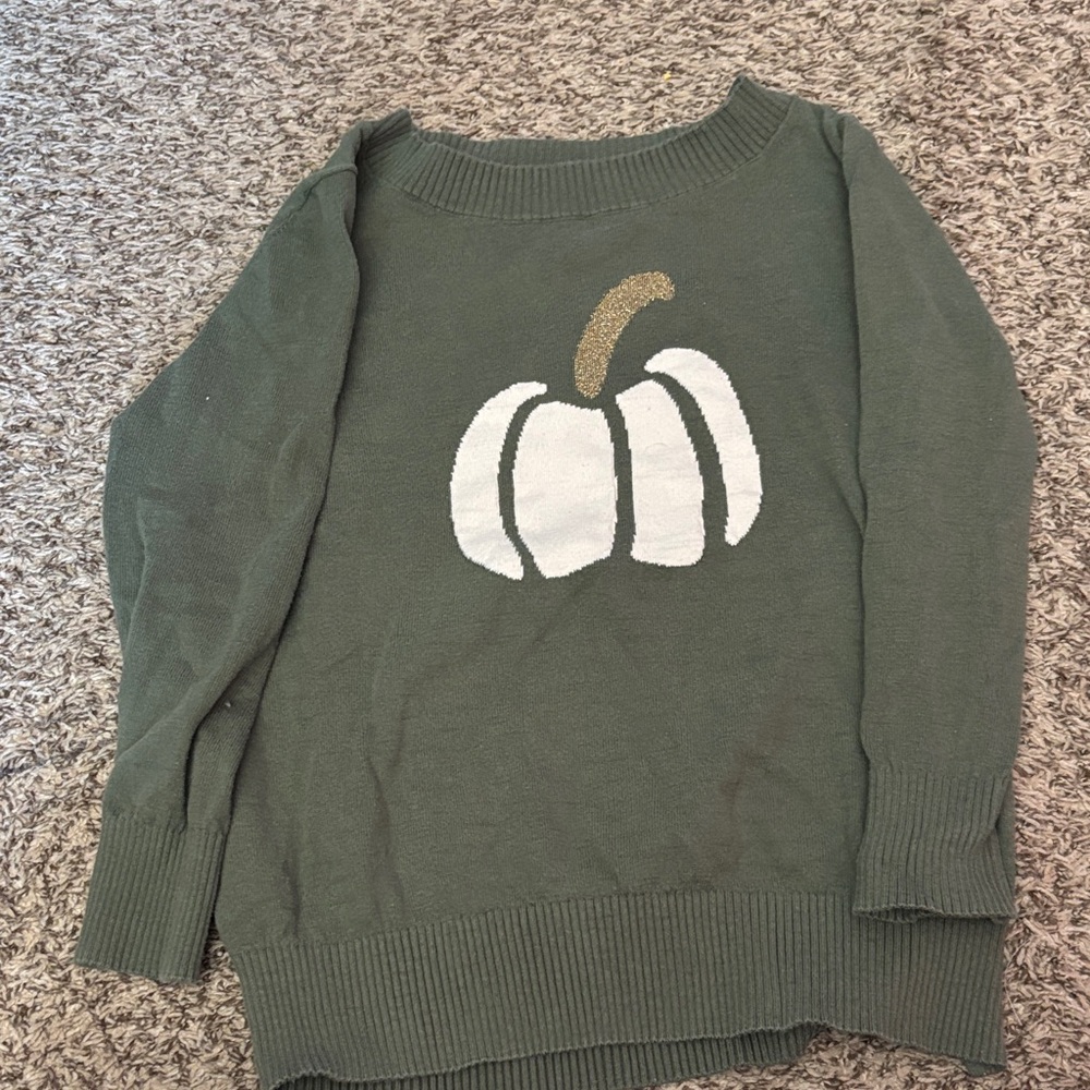 LOFT Olive Pumpkin Sweater